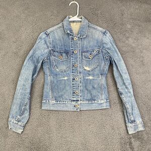 Rogan Denim Trucker Jacket Cropped Distressed Made in USA Cotton Designer S